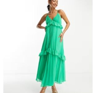 ASOS Design ruffle green maxi